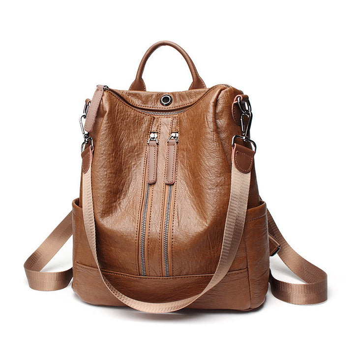 Premium Leather Multi-Pocket Backpack