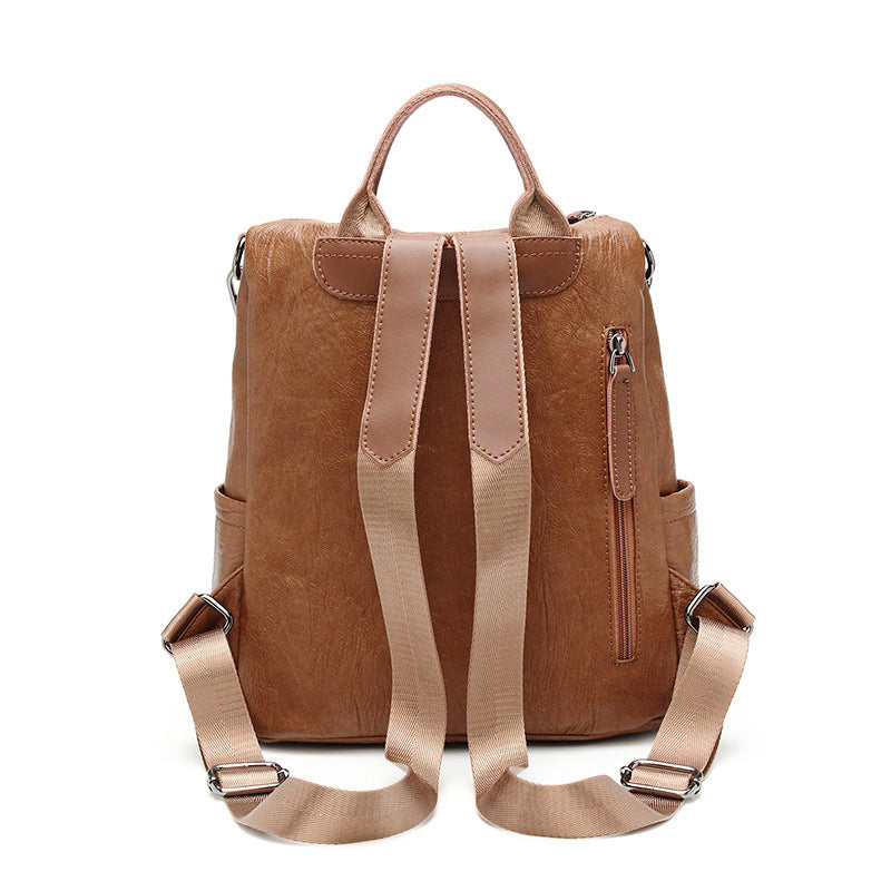 Premium Leather Multi-Pocket Backpack