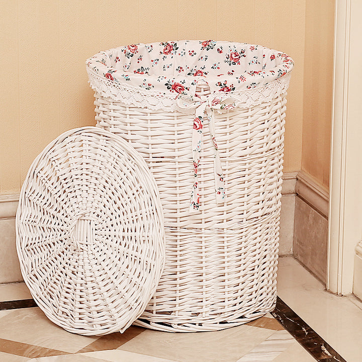 Women's laundry basket with decorative fabric lining and practical carrying handle Bowlift
