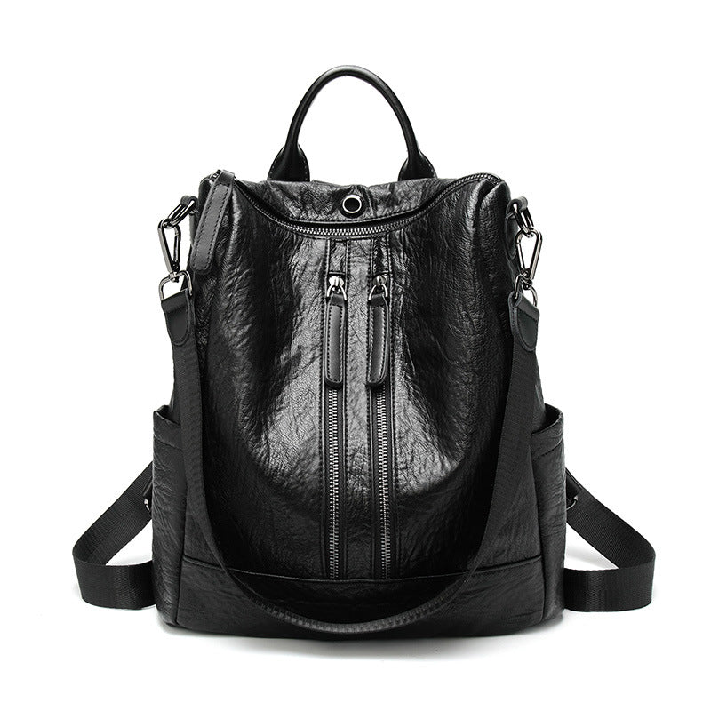 Premium Leather Multi-Pocket Backpack