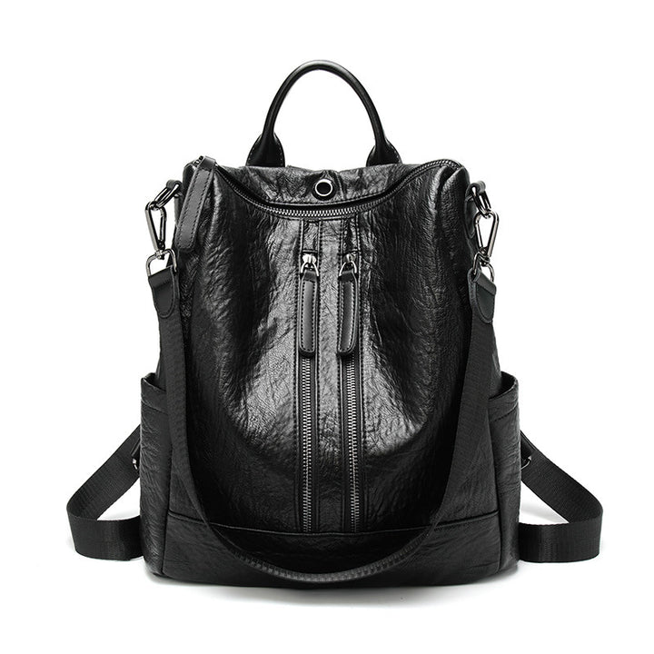 Premium Leather Multi-Pocket Backpack