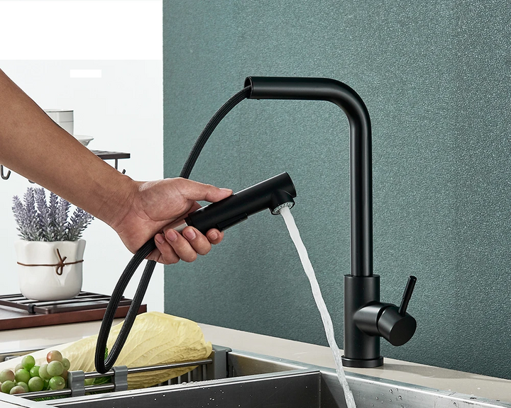FlexiJet Black extendable kitchen faucet Bowlift