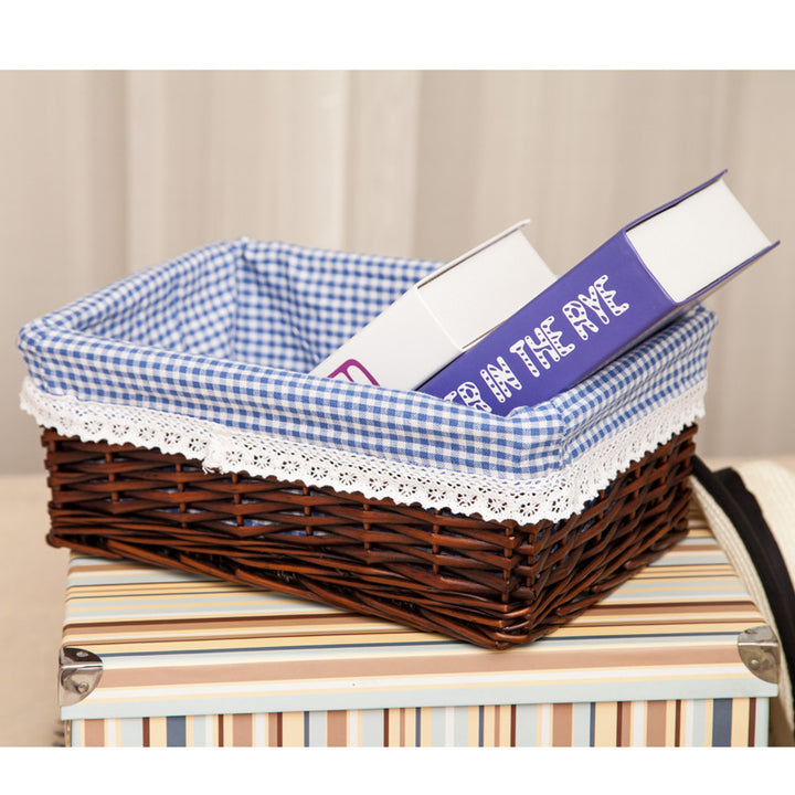 Women storage basket made of woven material with elegant fabric lining Bowlift
