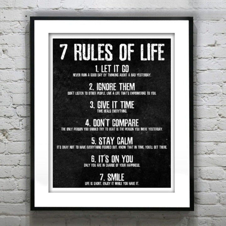 7 Rules of Life Motivational Poster | Bowlift