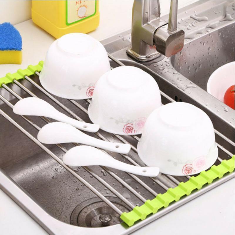 Stainless Steel Roll Up Dish Drying Rack, Foldable | Bowlift