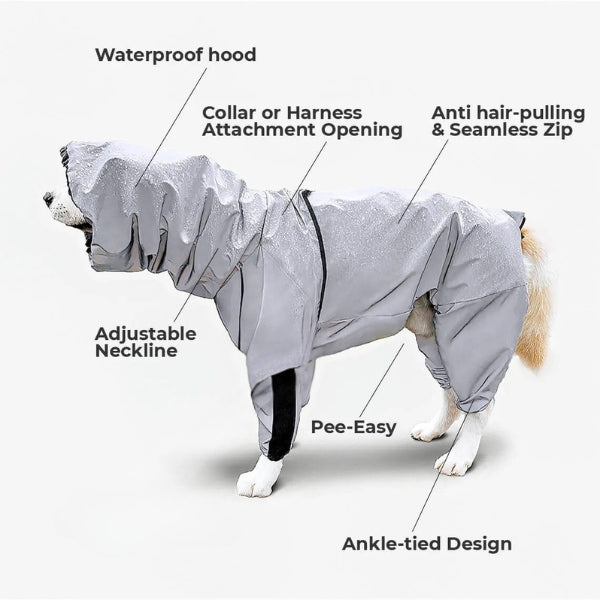 BowLift | Dog Rain Coat with Legs - Waterproof Dog Jacket for Small and Large Breeds | UK Cozy Winter Wear