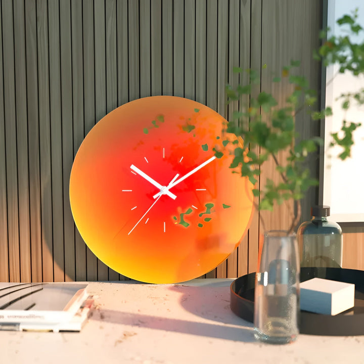 Glass Wall Clock – Modern Design with Sunset Motif | Bowlift