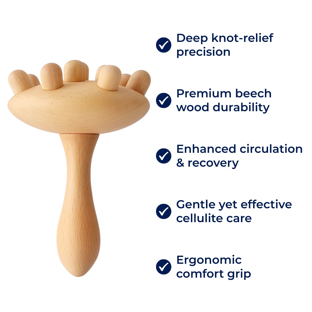 Knot-Relief Booster – Durable Beech Wood – Improves Circulation – Gentle Cellulite Care – Home Relaxation Bowlift