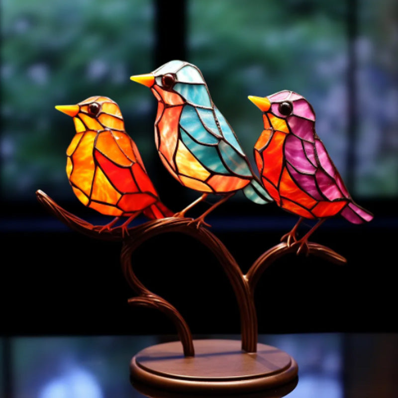 BowLift |Bird on Branch Metal Painted Desktop Ornament