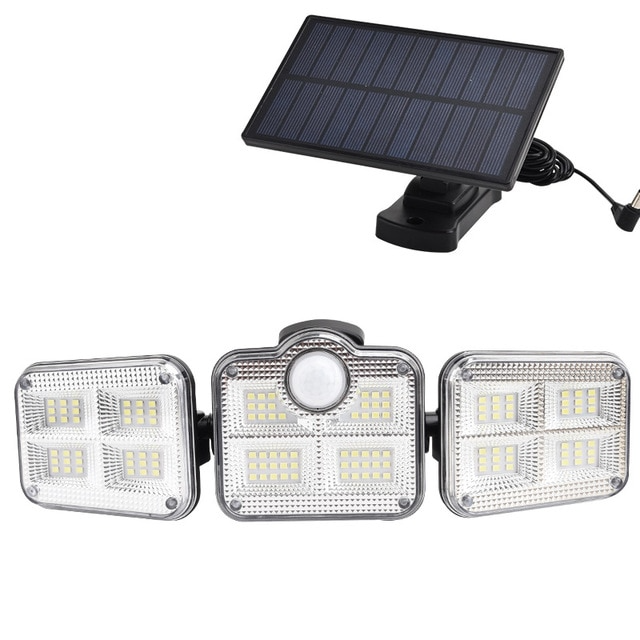 BowLift | Solar LED Floodlight with Motion Sensor – 3-Head Outdoor Security Lighting for Garden, Driveway & Garage