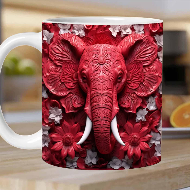 3D Elephant Flowers Mug | Bowlift