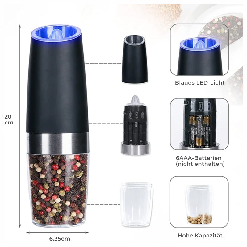 BowLift | electric gravity induction salt and pepper mill