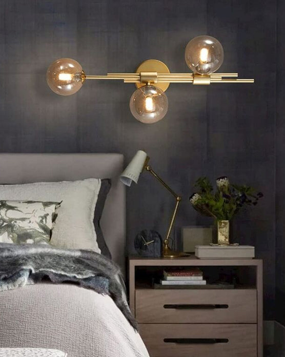 BowLift | 3 Head Glass Ball Wall Lamp - Amber