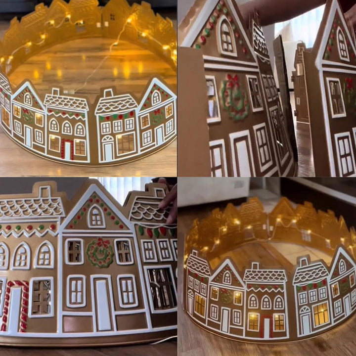 BowLift | LED Gingerbread House Christmas Tree Collar Tree Skirt