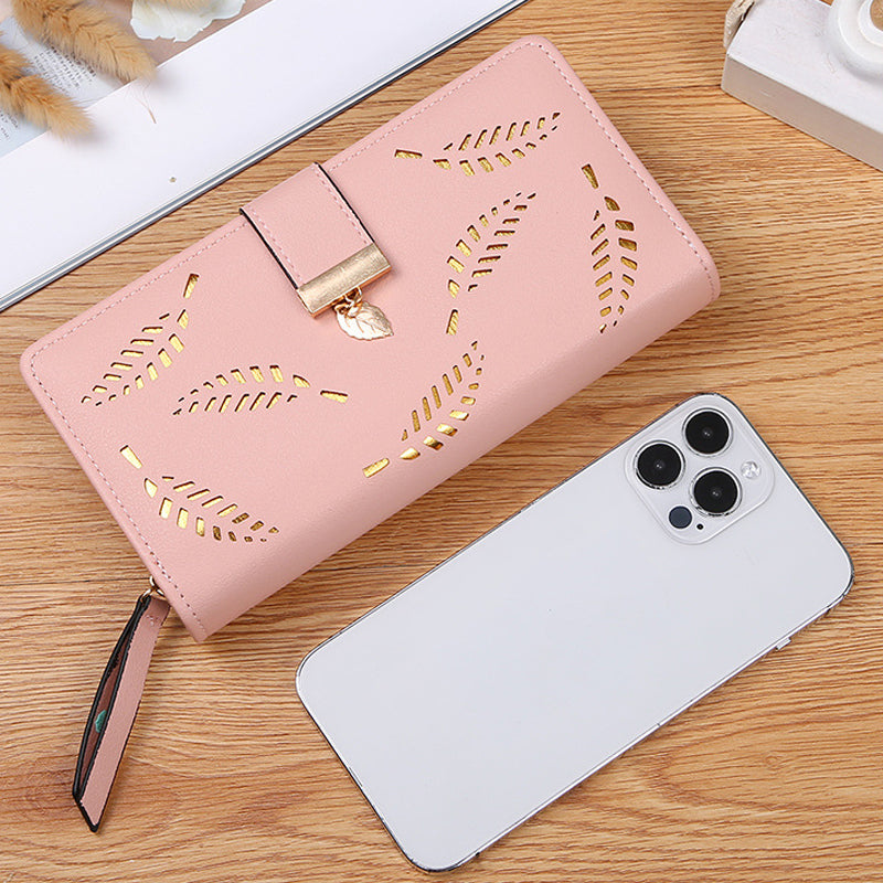 BowLift | Long wallet for women with leaf pattern