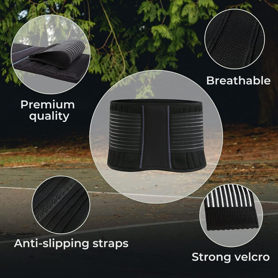 BackGuard Premium Back Pain Support Belt | Targeted Compression Relief - for Lower Back Strain - Herniated Discs and Posture Improvement Bowlift