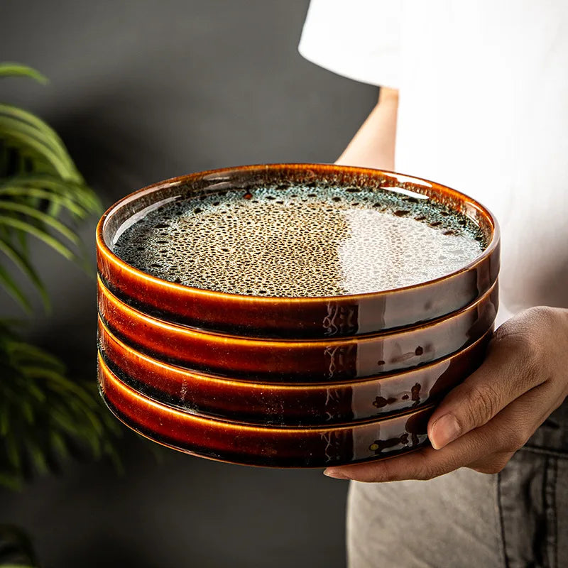 7.5" Ceramic Dumpling Dish Plate Round Tray Dinner Tableware Plate | Bowlift