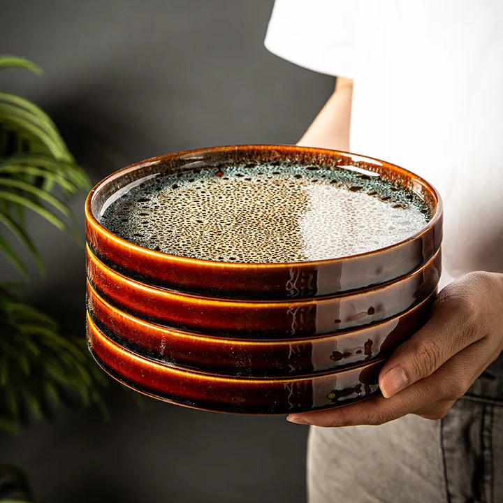 7.5" Ceramic Dumpling Dish Plate Round Tray Dinner Tableware Plate | Bowlift