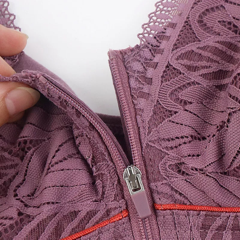 BowLift | Solid Color Lace Lingerie with Front Zipper