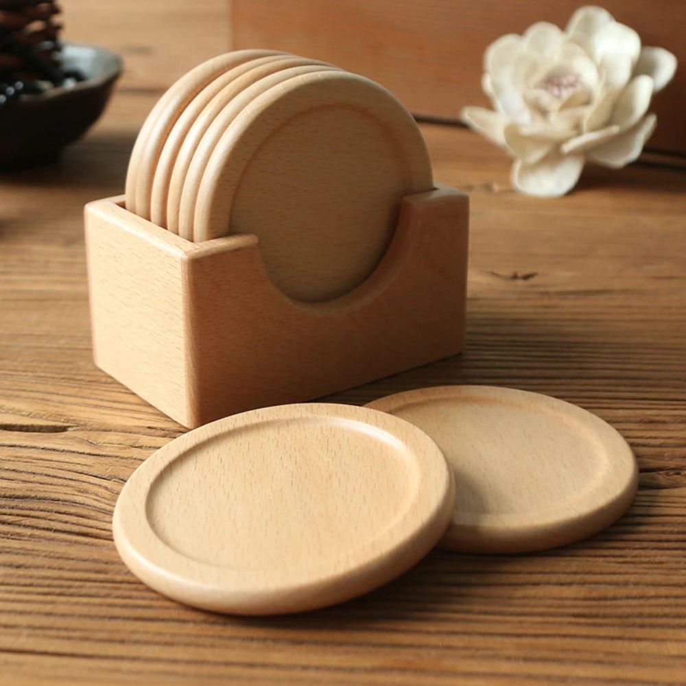 BowLift | Japanese Style Wooden Coaster | 6pcs Set