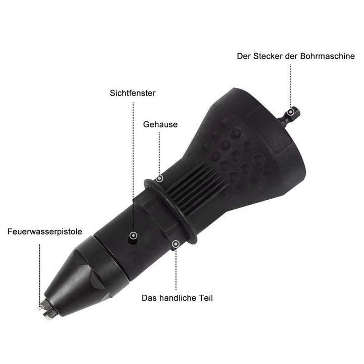 Removable rivet gun drill adapter | Bowlift
