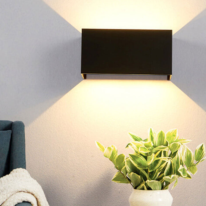 BowLift | Modern waterproof rectangular LED wall light for outdoor use with up and down lighting