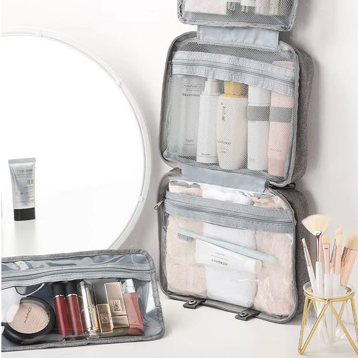 Water-repellent make-up bag with hanging hook | Bowlift