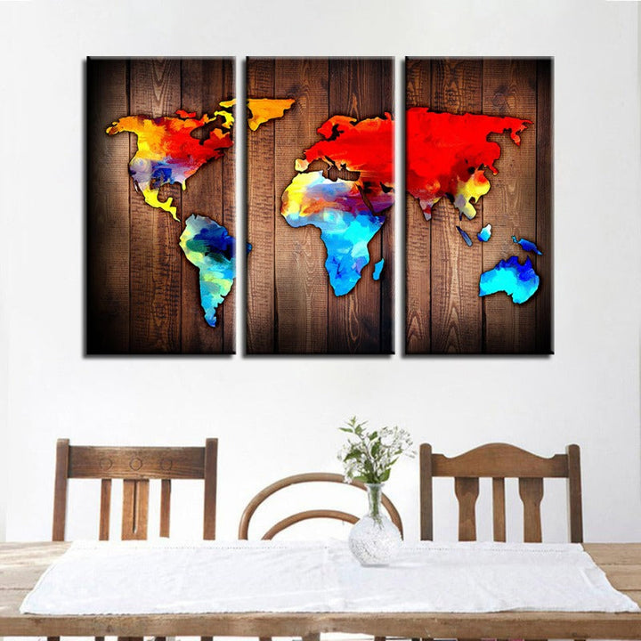Beautiful Volcanic World Map-Canvas Wall Art Painting 3 Pieces | Bowlift
