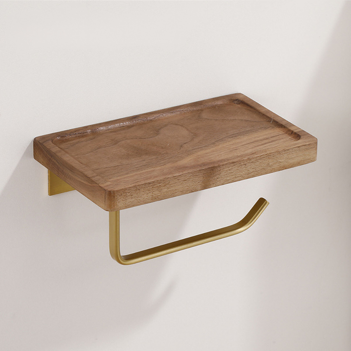 BowLift | Elegant Wall-Mounted Toilet Paper Holder - made of Walnut and Stainless Steel