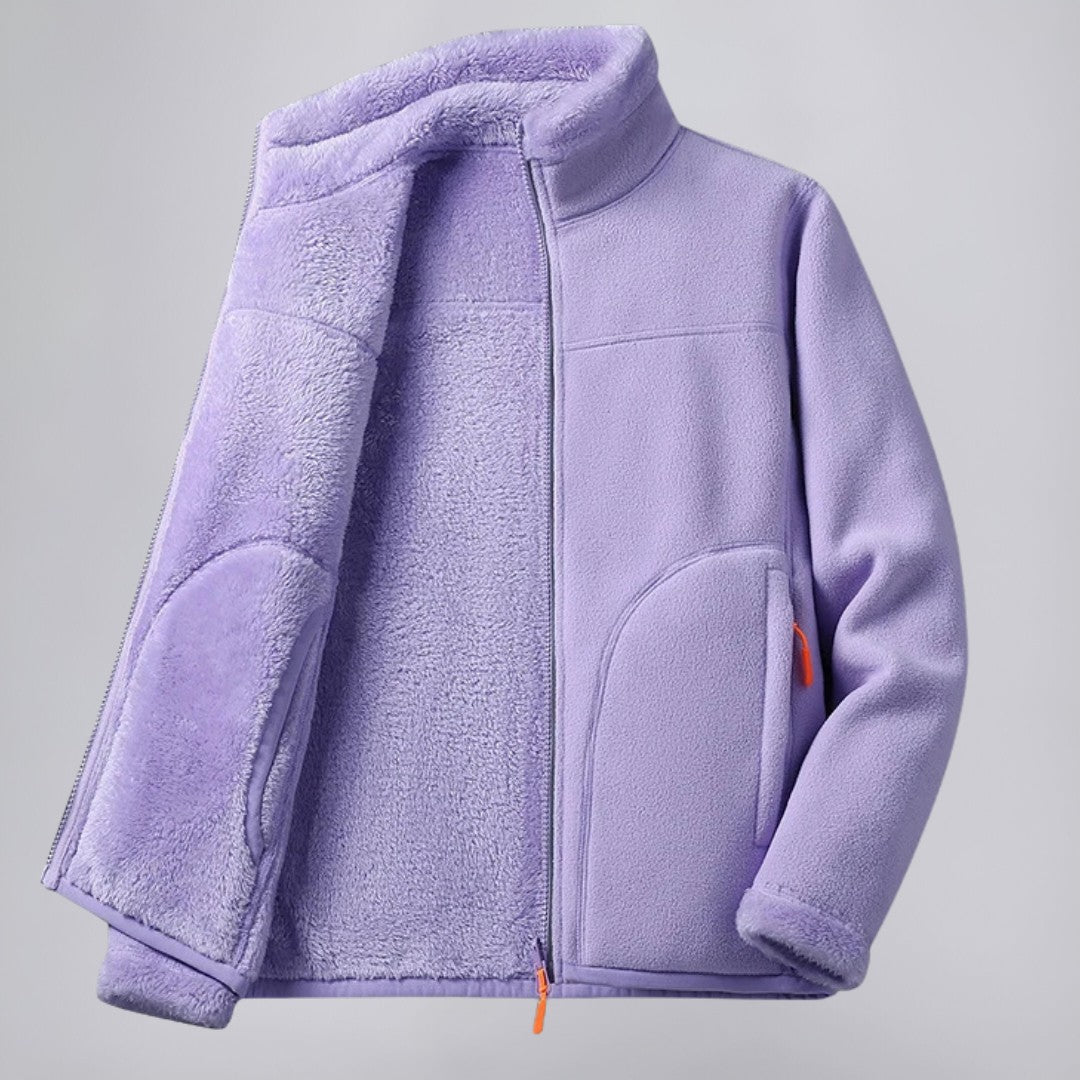 Fleece Zip Jacket with Stand Collar and Soft Interior