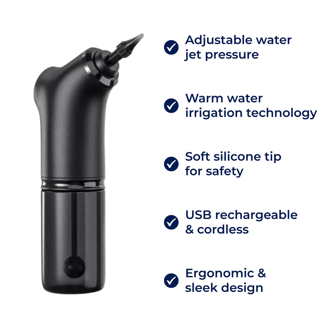 AquaCleanse | Electric Ear Wax Remover – Adjustable Water Jet – Silicone Tip – Warm Irrigation for Families Bowlift