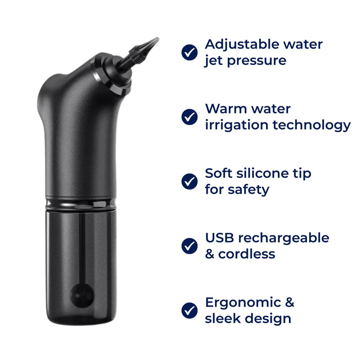 AquaCleanse | Electric Ear Wax Remover – Adjustable Water Jet – Silicone Tip – Warm Irrigation for Families Bowlift