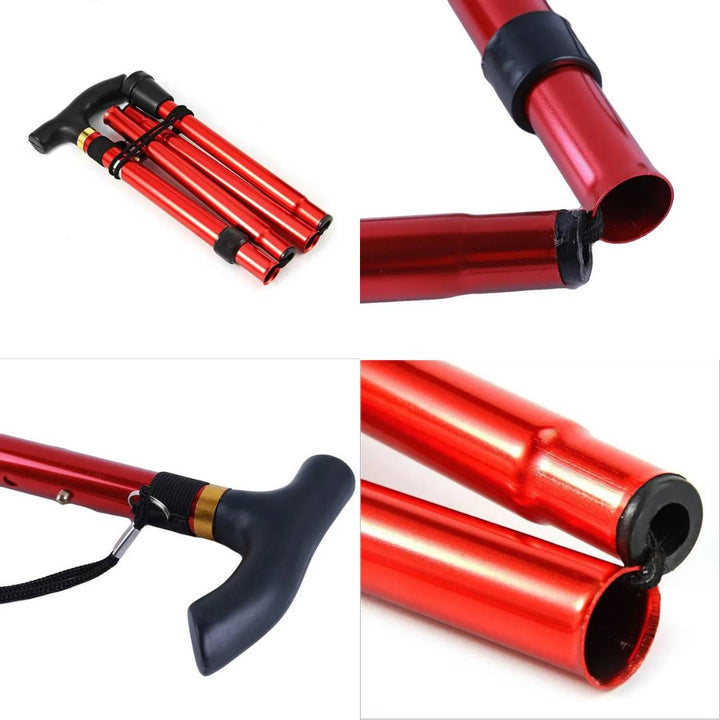 StrideAid Folding Telescopic Walking Stick | Adjustable Cane - Ergonomic Handle - Non-Slip Tip for Mobility Support Bowlift