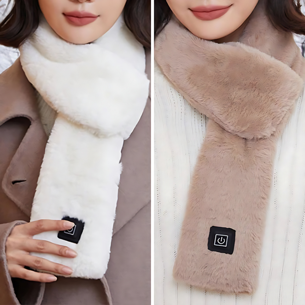 BowLift | Heated Faux Fur Scarf UK – Rechargeable USB Winter Scarf, Soft Thermal Neck Warmer