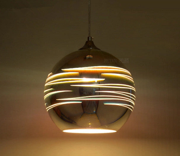 Striped Sphere – Silver – No Light Included from Factory - Dia 36cm