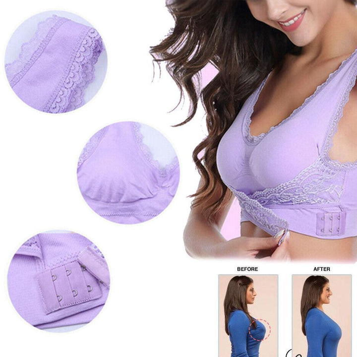BowLift | Front Cross-Side Buckle Lace Bra