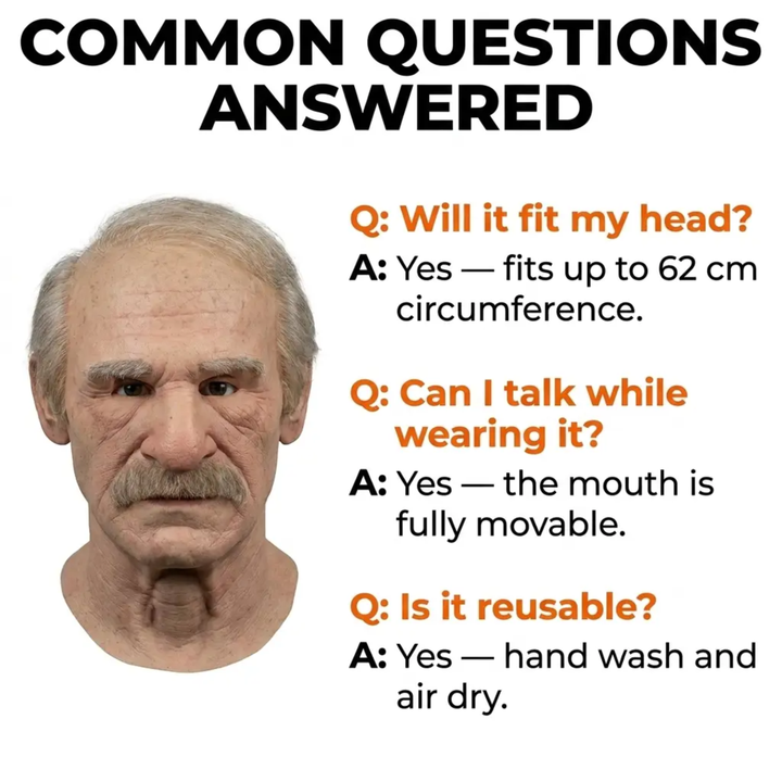 BowLift | Creepy Old Man Mask – Realistic Latex Halloween Mask for Adults