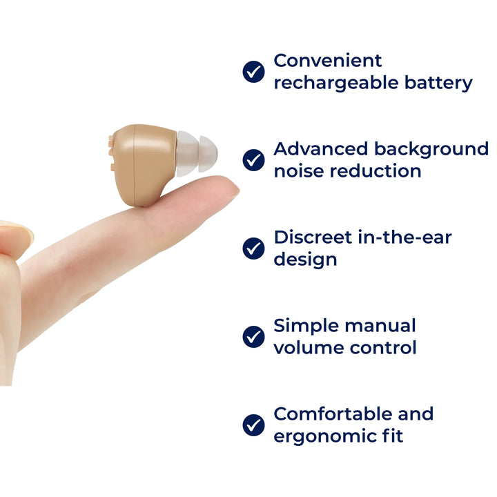 ClearHear | Rechargeable ITE Hearing Amplifier – Noise‑Reduction – Ergonomic In‑Ear Fit – Clearer Speech for Seniors in Daily Use Bowlift