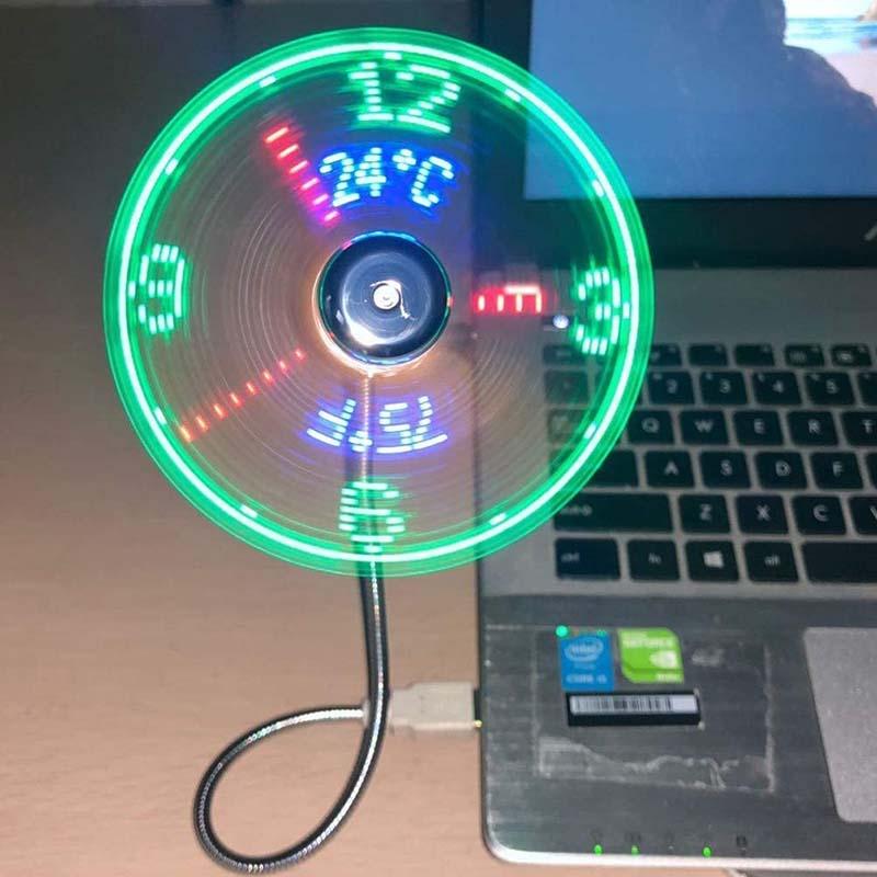 USB Fan with LED Clock Lighting | Bowlift