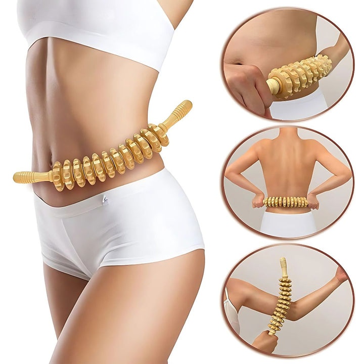 De-Puffing Anti-Cellulite Wood Massager – Skin Smoothing Pain Relief – Home Body Sculpting Tool Bowlift