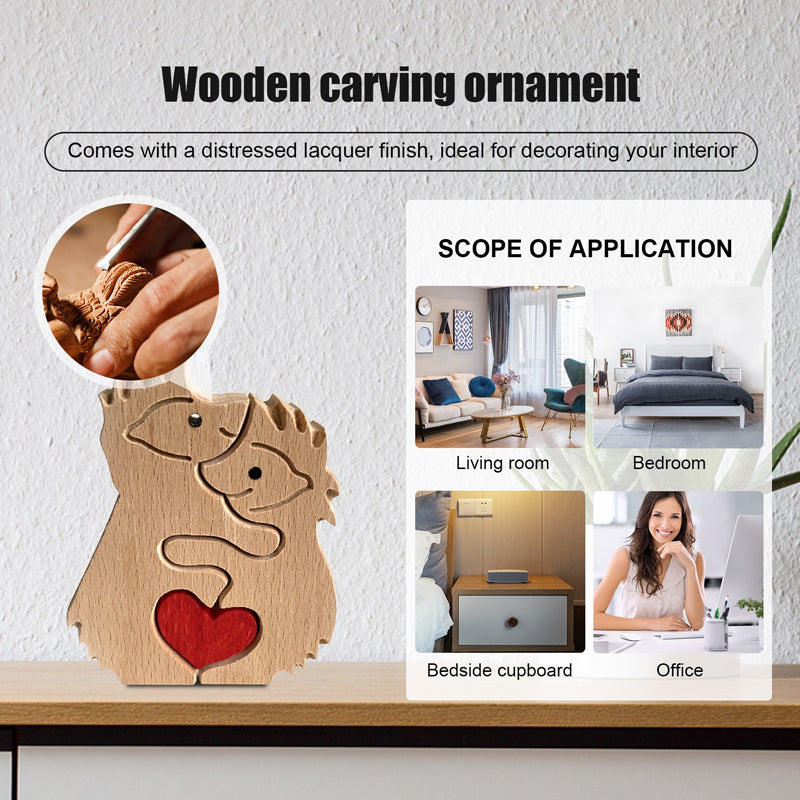 BowLift | Cute Animal Family Ornament, Wooden Puzzle Figurine - 🎁Love Gift