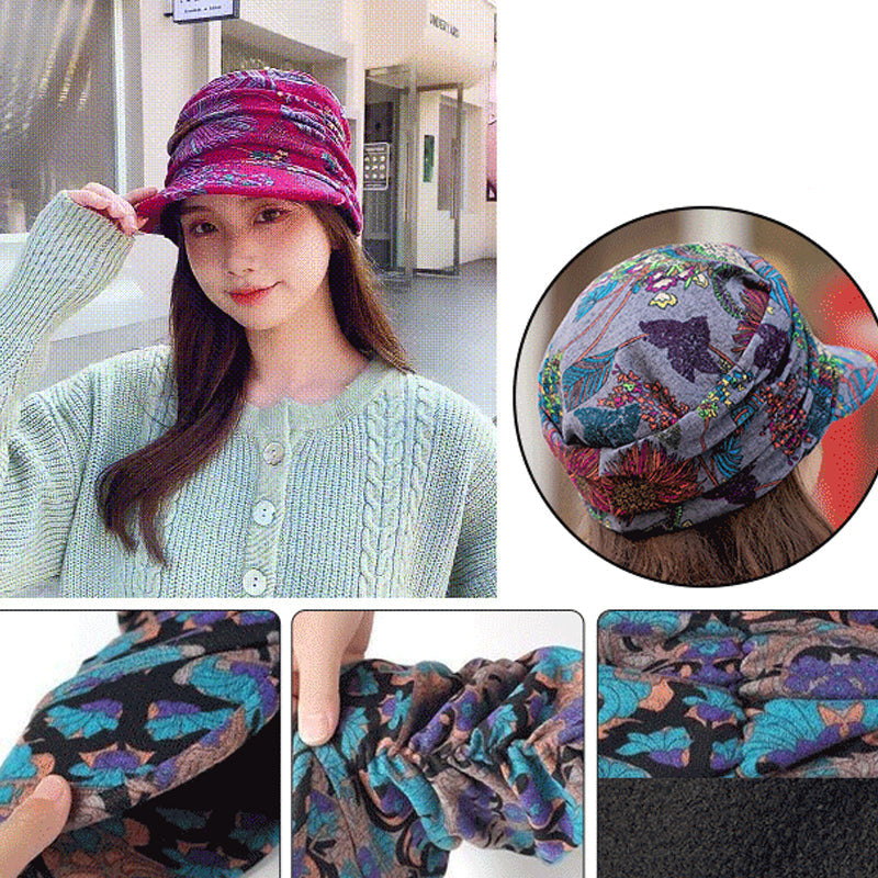 BowLift | Floral Pleated Short Brim Cap