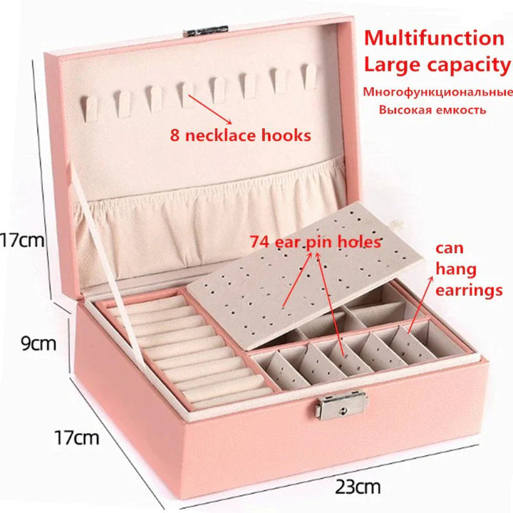 Premium Leather Jewelry Box Double Layer Storage Bowlift