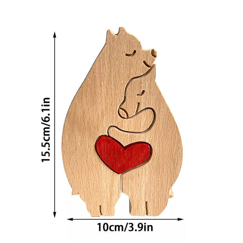 Hand-Carved Wooden Cuddling Animals Decoration | Bowlift