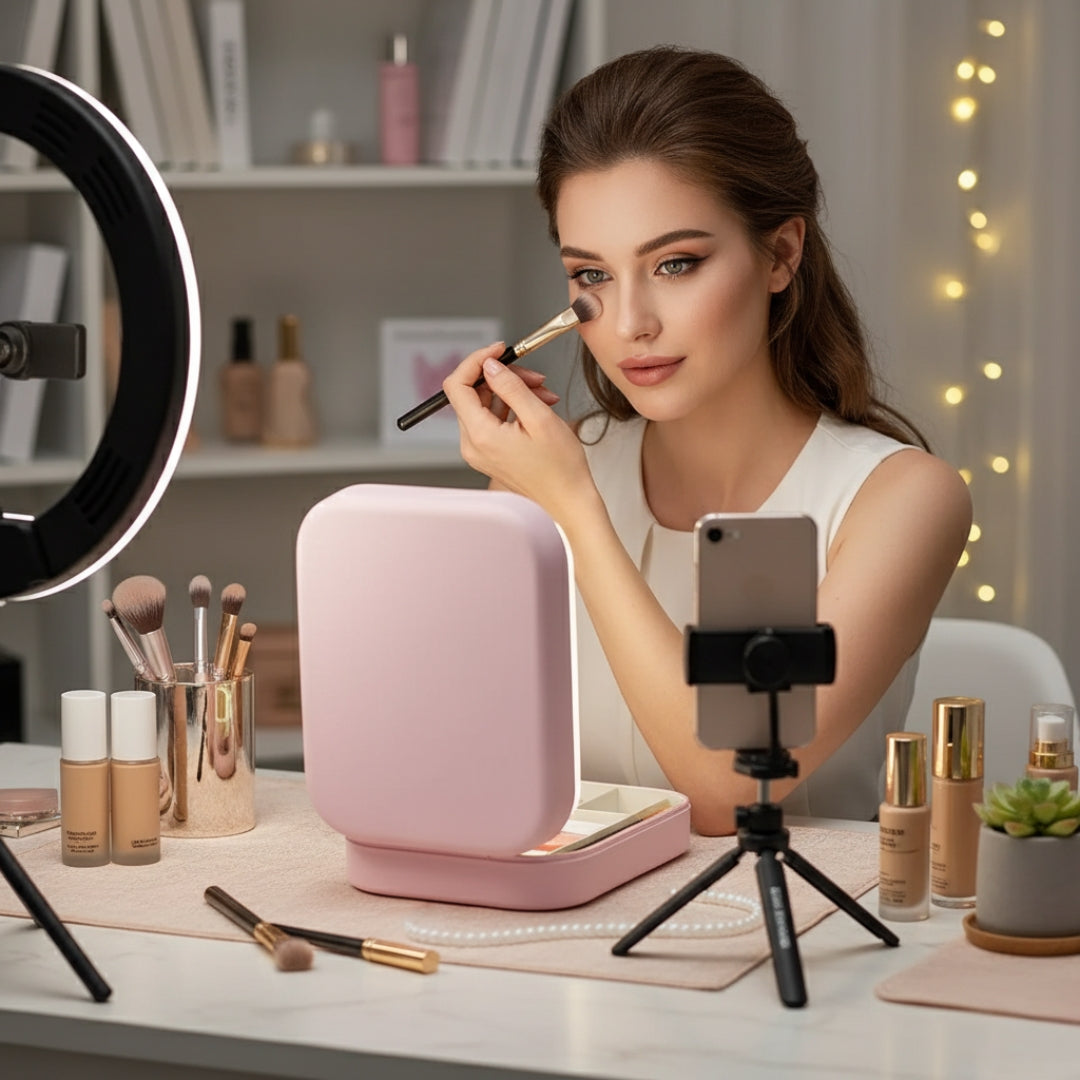 LED Light Mirror – Adjustable Angle – Organiser for Beauty Lovers – Bright Lighting for Flawless Look Bowlift