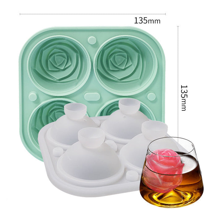 4-Compartment Large Rose Ice Cube Mold | Bowlift