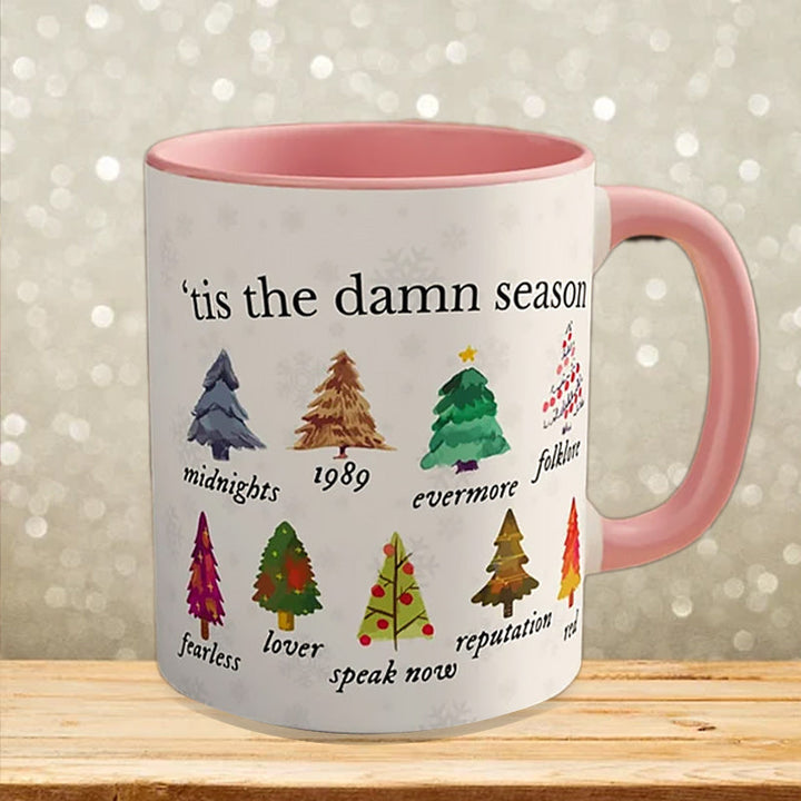 BowLift | Tis The Damn Season Christmas Mug - Music Albums as Christmas Trees