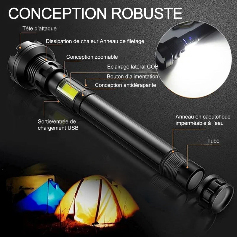 Tactical rechargeable laser LED flashlight | Bowlift