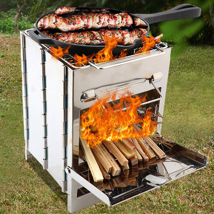 BowLift | Outdoor Folding Wood Stove Mini Stainless Steel Grill Camping Picnic