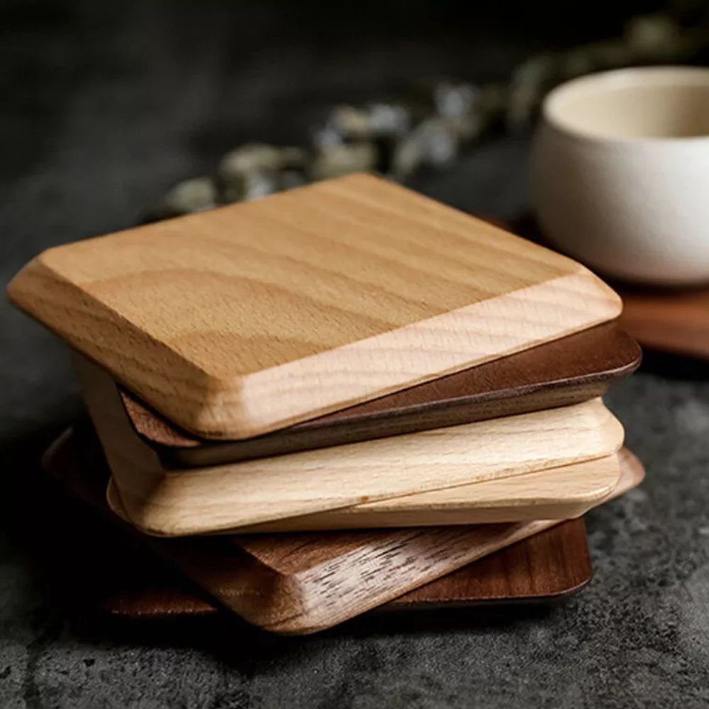 BowLift | Sleek Stack Wooden Coaster Set | 6pcs